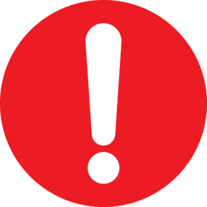 Exclamation point in red